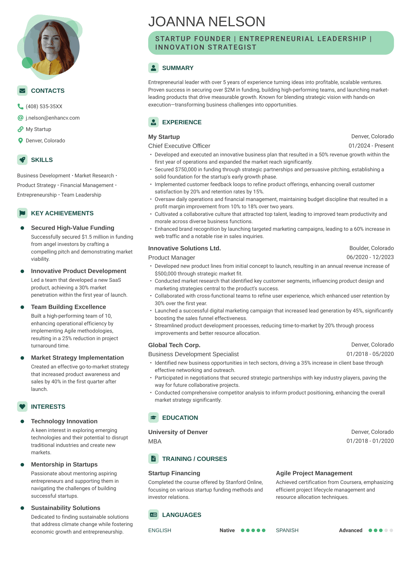 CV template preview