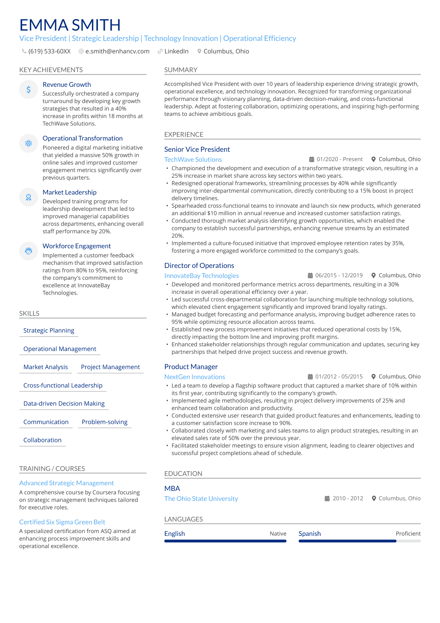 Corporate CV template