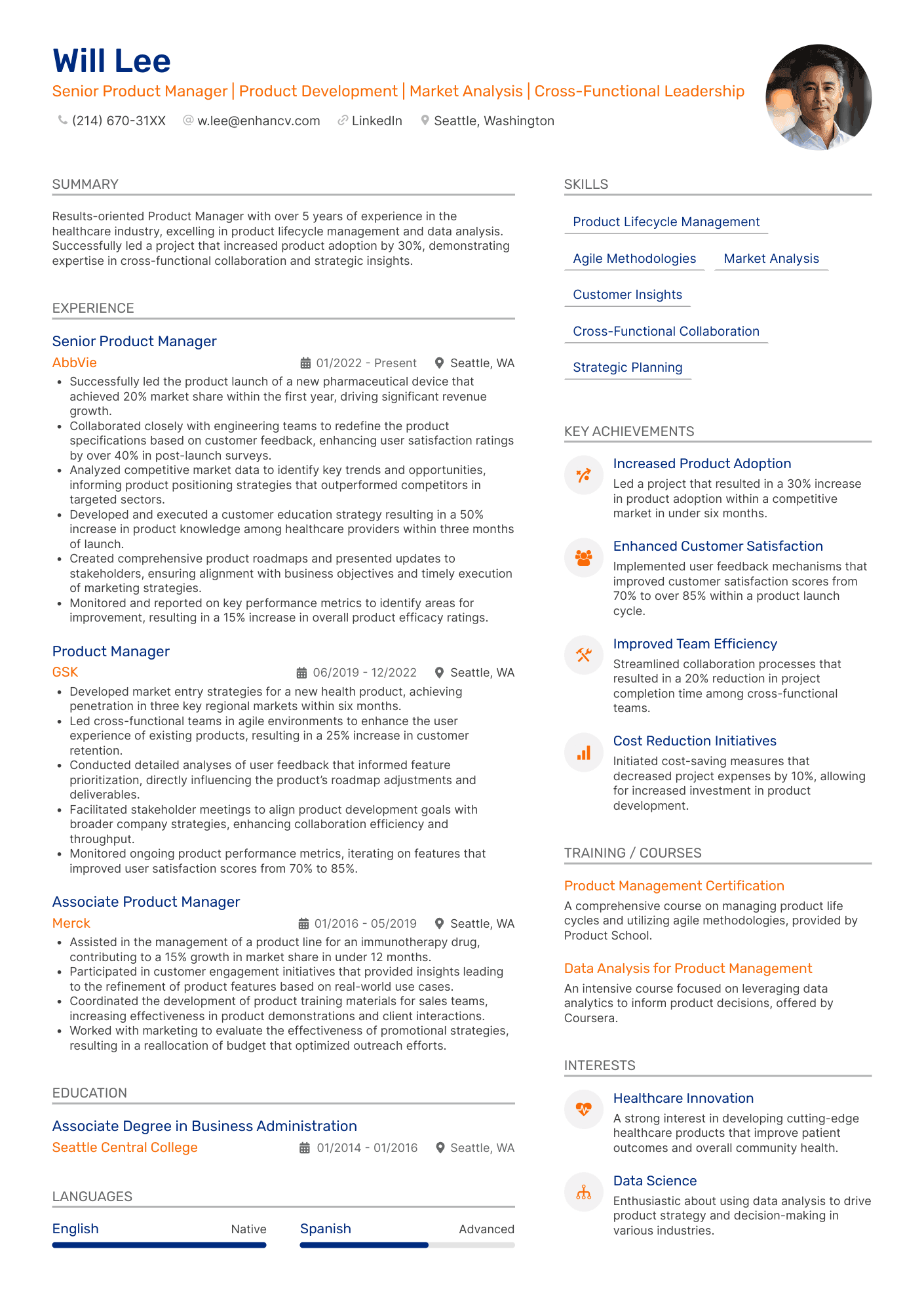 Gradient CV template